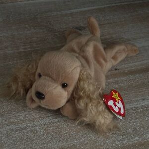 Ty Plush Dog Toy - Tan Cocker Spaniel Stuffed Animal “Spunky” rare with errors